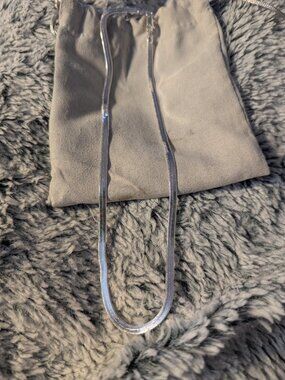 925 Silver Herringbone Necklace 18" New